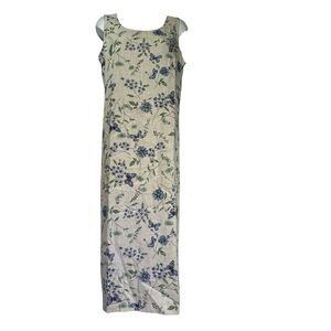 rj & co petite floral sleeveless flax long maxi dress Size 14P